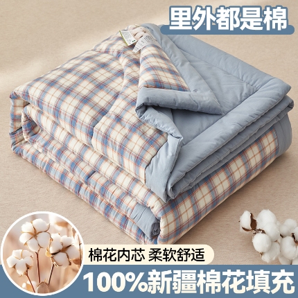91家纺网 家纺一手货源 找家纺 恬思语家纺 2025新款全棉色织水洗棉棉花夏被  梦语 兰