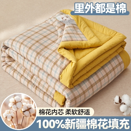 91家纺网 家纺一手货源 找家纺 恬思语家纺 2025新款全棉色织水洗棉棉花夏被  梦雨 奶荼