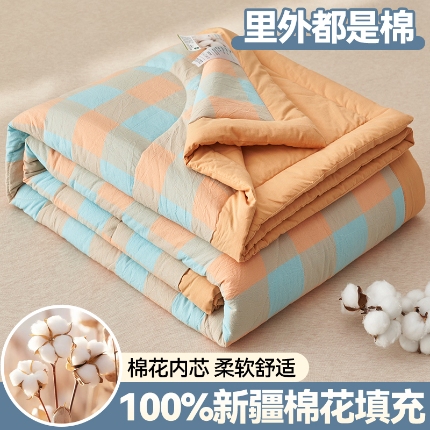 91家纺网 家纺一手货源 找家纺 恬思语家纺 2025新款全棉色织水洗棉棉花夏被  梵芙 桔
