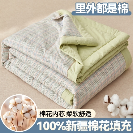 91家纺网 家纺一手货源 找家纺 恬思语家纺 2025新款全棉色织水洗棉棉花夏被  丛草集 粉
