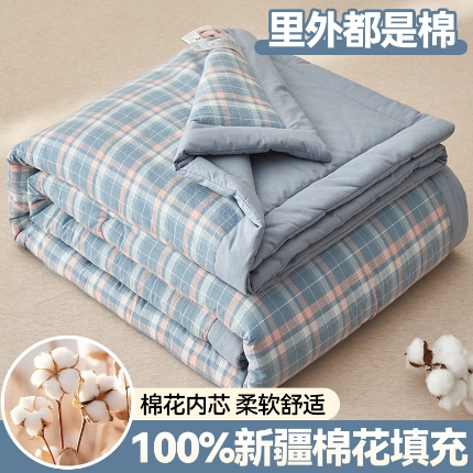91家纺网 家纺一手货源 找家纺 恬思语家纺 2025新款全棉色织水洗棉棉花夏被  洛林 兰