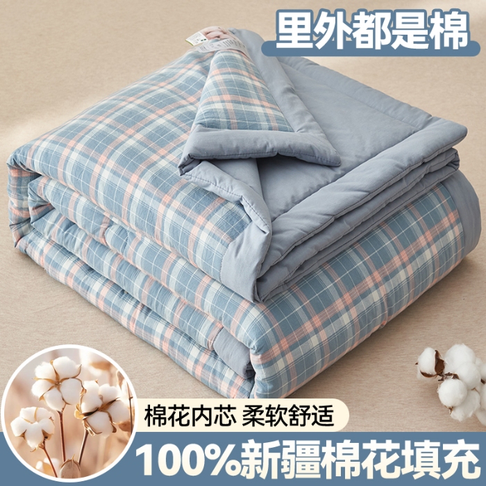 91家纺网 家纺一手货源 找家纺 恬思语家纺 2025新款全棉色织水洗棉棉花夏被  洛林 兰