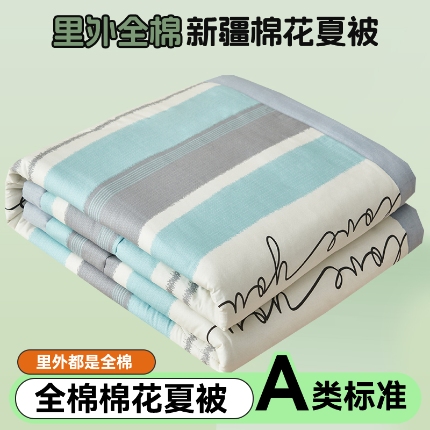 恬思语家纺 2025新款全棉印花棉花夏被心悦蓝
