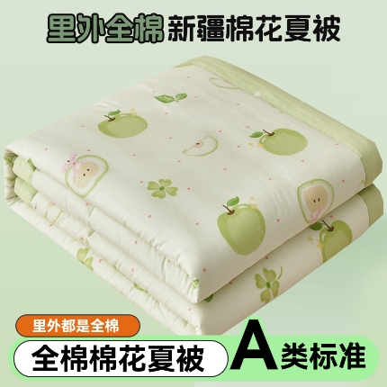 91家纺网 家纺一手货源 找家纺 恬思语家纺 2025新款全棉印花棉花夏被苹果派对