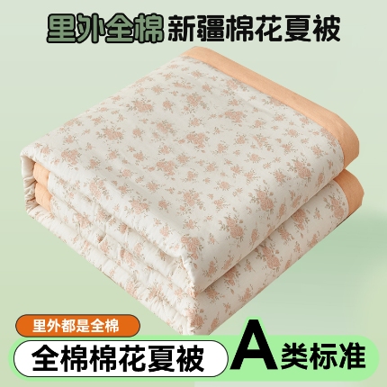 91家纺网 家纺一手货源 找家纺 恬思语家纺 2025新款全棉印花棉花夏被春色满园