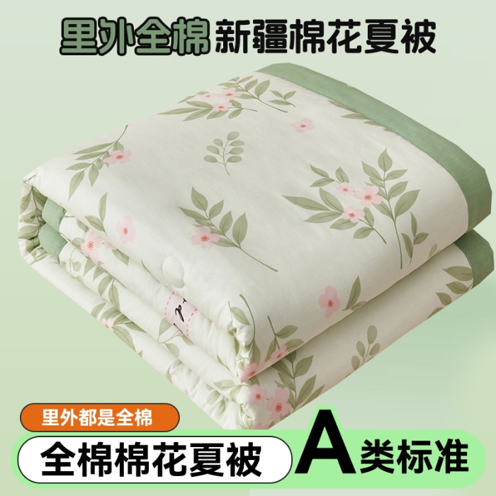 91家纺网 家纺一手货源 找家纺 恬思语家纺 2025新款全棉印花棉花夏被春色花开