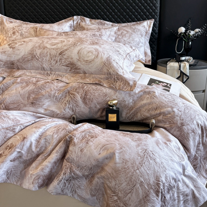 91家纺网 家纺一手货源 找家纺 （总）（控价）2025新款 专版花型 高克重A类 全棉长绒棉数码印花四件套-秘密花园