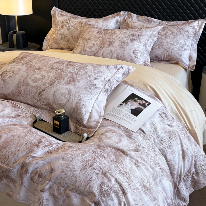 91家纺网 家纺一手货源 找家纺 （总）（控价）2025新款 专版花型 高克重A类 全棉长绒棉数码印花四件套-秘密花园