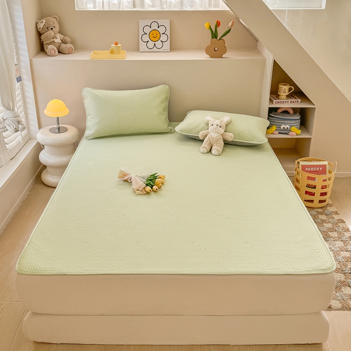 91家纺网 家纺一手货源 找家纺 阿亮家居 2025新款凉席凉豆豆单包边可水席单凉席三件套冰豆豆席 小米粒清新绿床席款