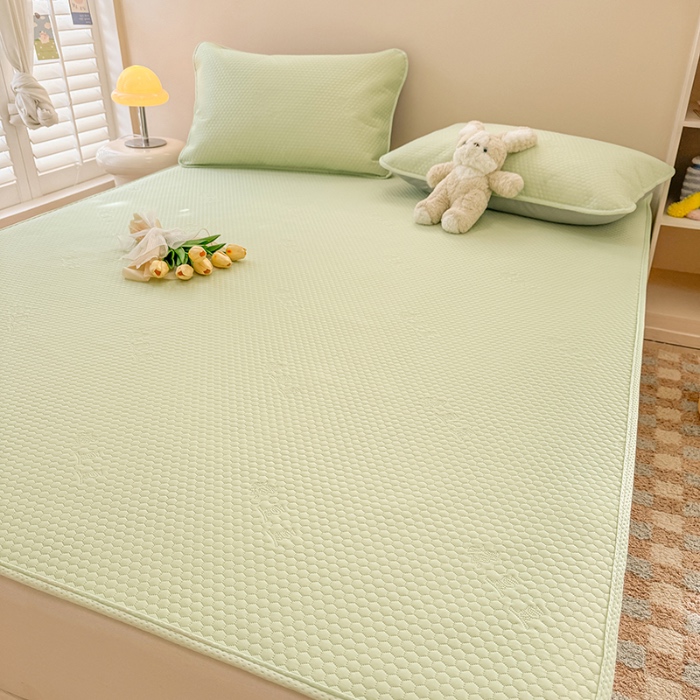 91家纺网 家纺一手货源 找家纺 阿亮家居 2025新款凉席凉豆豆单包边可水席单凉席三件套冰豆豆席 小米粒清新绿床席款