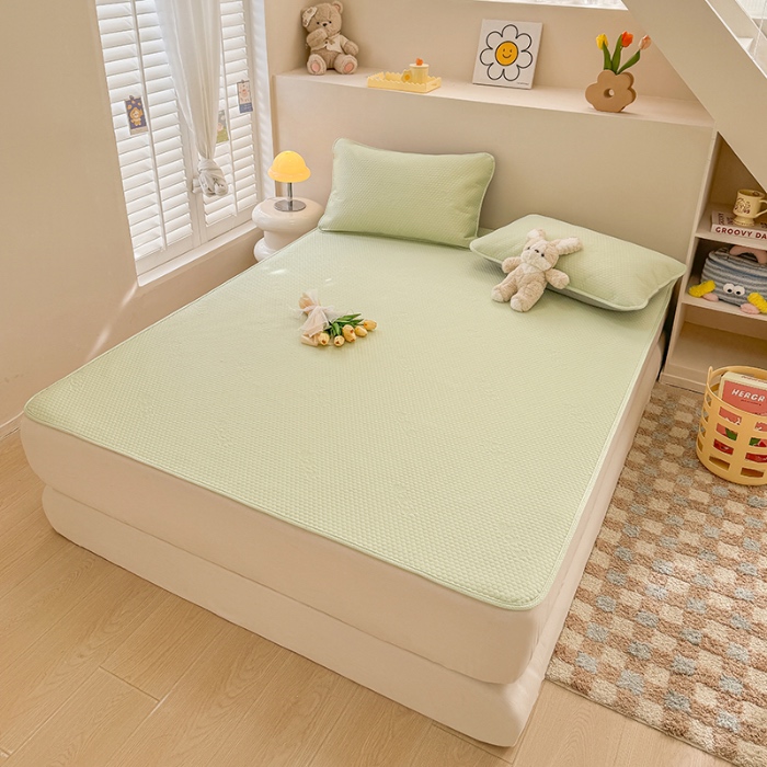 91家纺网 家纺一手货源 找家纺 阿亮家居 2025新款凉席凉豆豆单包边可水席单凉席三件套冰豆豆席 小米粒清新绿床席款