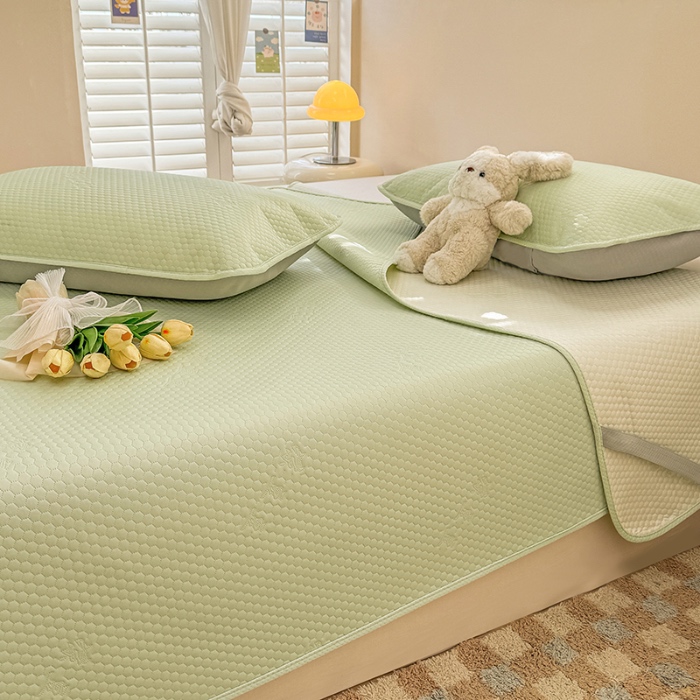 91家纺网 家纺一手货源 找家纺 阿亮家居 2025新款凉席凉豆豆单包边可水席单凉席三件套冰豆豆席 小米粒清新绿床席款