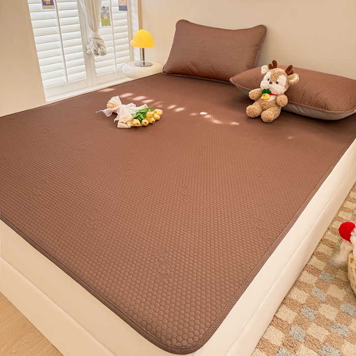 91家纺网 家纺一手货源 找家纺 阿亮家居 2025新款凉席凉豆豆单包边可水席单凉席三件套冰豆豆席 小米粒气质咖床席款