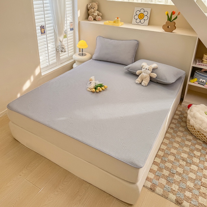 91家纺网 家纺一手货源 找家纺 阿亮家居 2025新款凉席凉豆豆单包边可水席单凉席三件套冰豆豆席 小米粒绅士灰床席款