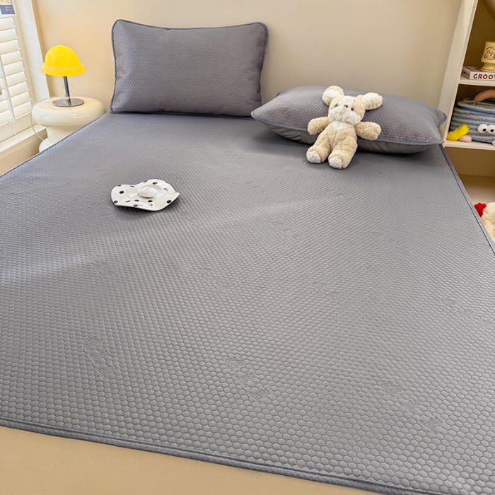 91家纺网 家纺一手货源 找家纺 阿亮家居 2025新款凉席凉豆豆单包边可水席单凉席三件套冰豆豆席 小米粒深海灰床席款