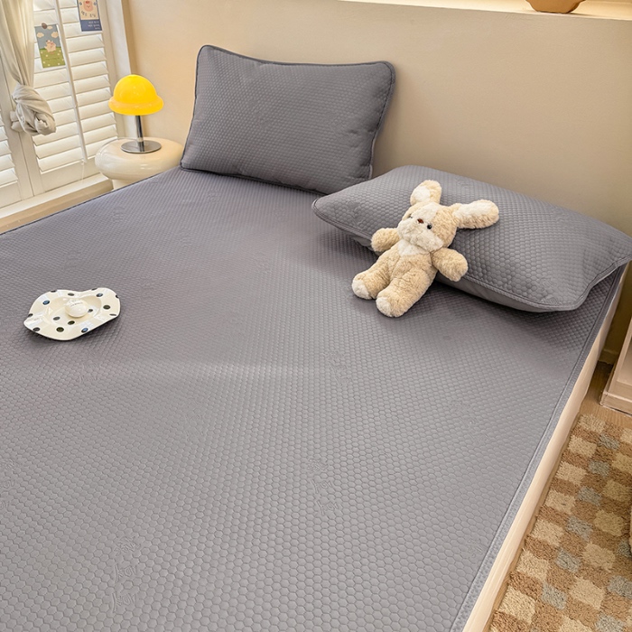 91家纺网 家纺一手货源 找家纺 阿亮家居 2025新款凉席凉豆豆单包边可水席单凉席三件套冰豆豆席 小米粒深海灰床席款