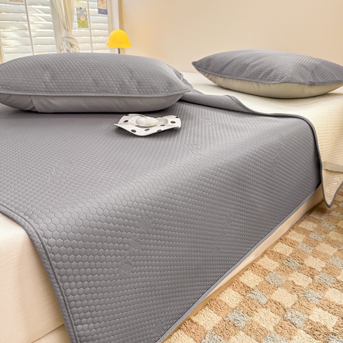 91家纺网 家纺一手货源 找家纺 阿亮家居 2025新款凉席凉豆豆单包边可水席单凉席三件套冰豆豆席 小米粒深海灰床席款