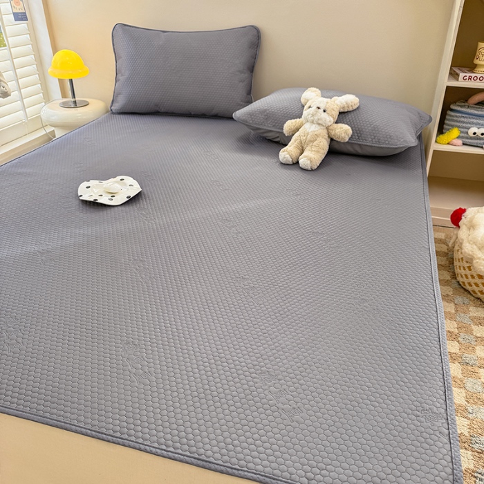 91家纺网 家纺一手货源 找家纺 阿亮家居 2025新款凉席凉豆豆单包边可水席单凉席三件套冰豆豆席 小米粒深海灰床席款