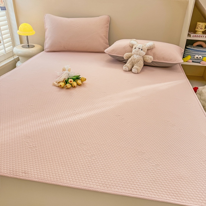 91家纺网 家纺一手货源 找家纺 阿亮家居 2025新款凉席凉豆豆单包边可水席单凉席三件套冰豆豆席 小米粒樱花粉床席款