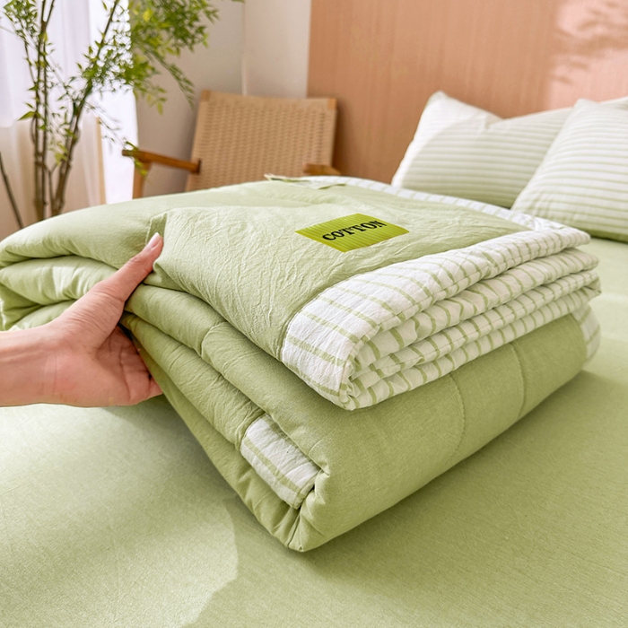 91家纺网 家纺一手货源 找家纺 （总）熙宴家纺 2025新款全棉色织水洗棉棉花夏被四件套