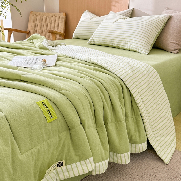 91家纺网 家纺一手货源 找家纺 （总）熙宴家纺 2025新款全棉色织水洗棉棉花夏被四件套