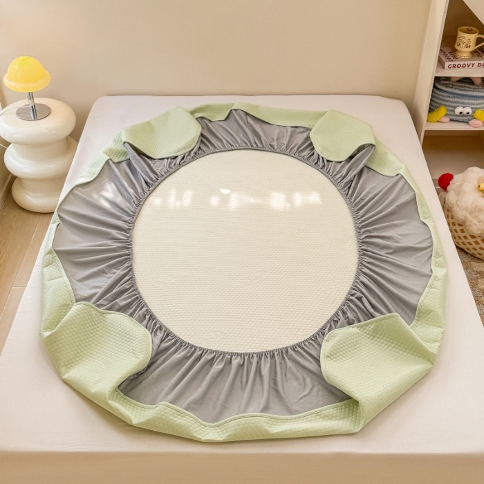 91家纺网 家纺一手货源 找家纺 阿亮家居 2025新款凉席凉豆豆单包边可水席单凉席三件套冰豆豆席 小米粒清新绿床笠款