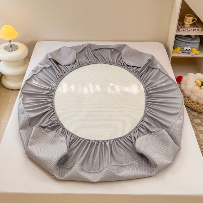 91家纺网 家纺一手货源 找家纺 阿亮家居 2025新款凉席凉豆豆单包边可水席单凉席三件套冰豆豆席 小米粒高级灰床笠款