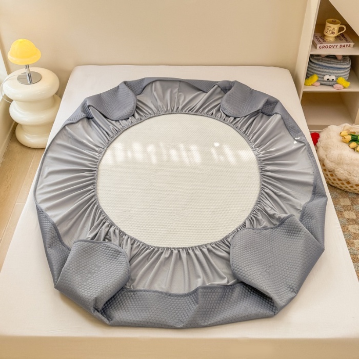 91家纺网 家纺一手货源 找家纺 阿亮家居 2025新款凉席凉豆豆单包边可水席单凉席三件套冰豆豆席 小米粒深海灰床笠款