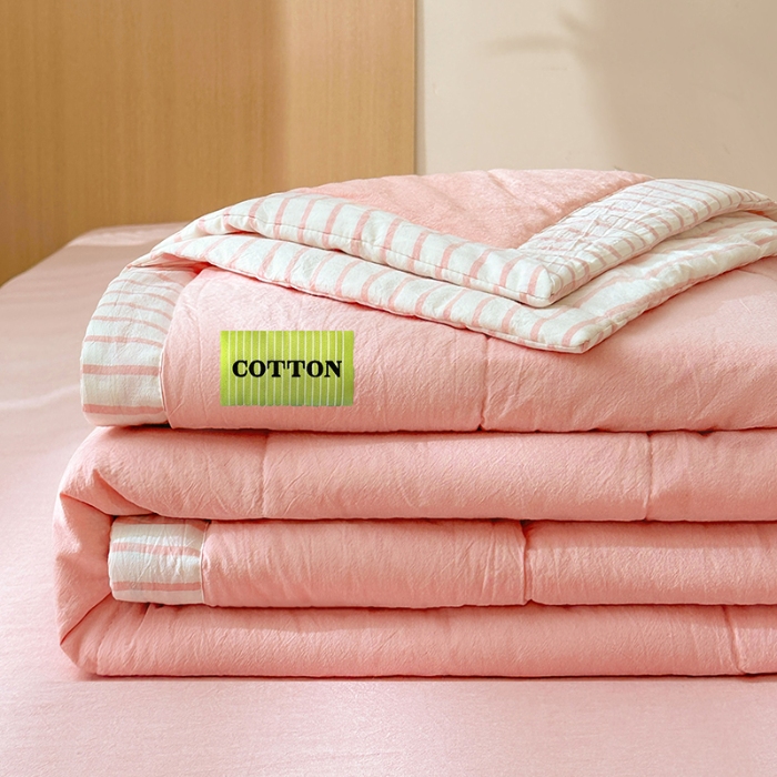 91家纺网 家纺一手货源 找家纺 熙宴家纺 2025新款全棉色织水洗棉棉花夏被四件套 果粉条