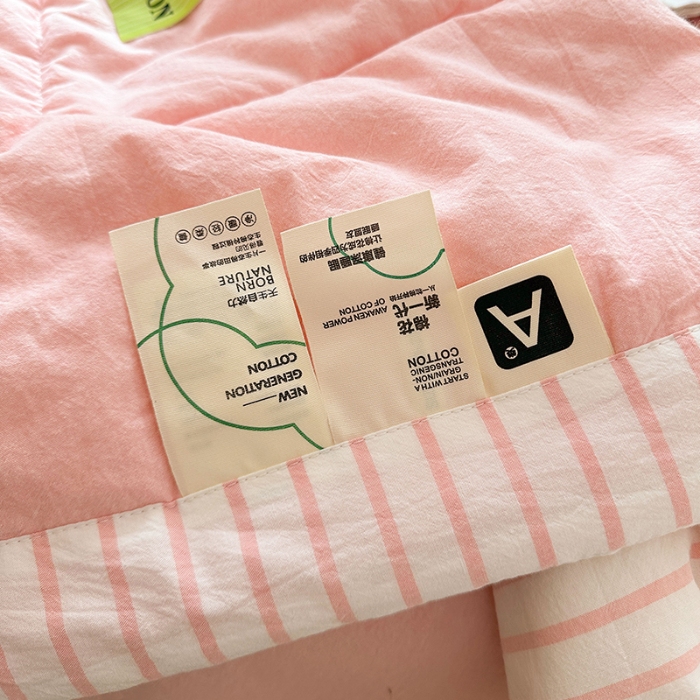 91家纺网 家纺一手货源 找家纺 熙宴家纺 2025新款全棉色织水洗棉棉花夏被四件套 果粉条