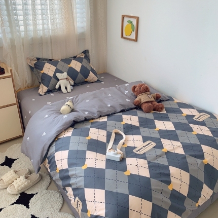 91家纺网 家纺一手货源 找家纺 （总）莱豫 2024新款学生季纯棉三件套