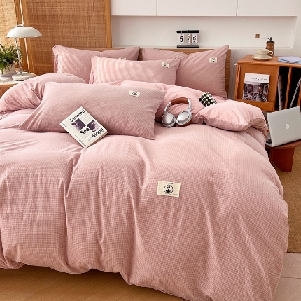 91家纺网 家纺一手货源 找家纺 （总）2025新款色织全棉四件套简约学生三件套单被套床单款四季通用床品套件