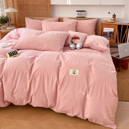 91家纺网 家纺一手货源 找家纺 （总）2025新款色织全棉四件套简约学生三件套单被套床单款四季通用床品套件