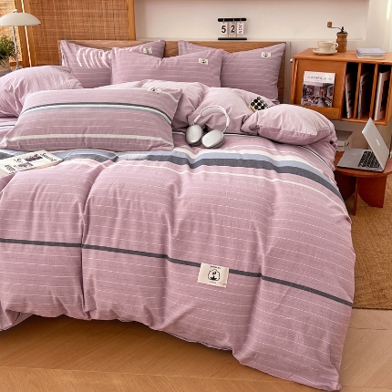 91家纺网 家纺一手货源 找家纺 （总）2025新款色织全棉四件套简约学生三件套单被套床单款四季通用床品套件