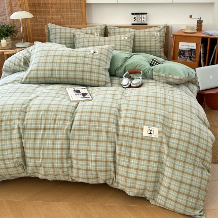 91家纺网 家纺一手货源 找家纺 （总）2025新款色织全棉四件套简约学生三件套单被套床单款四季通用床品套件