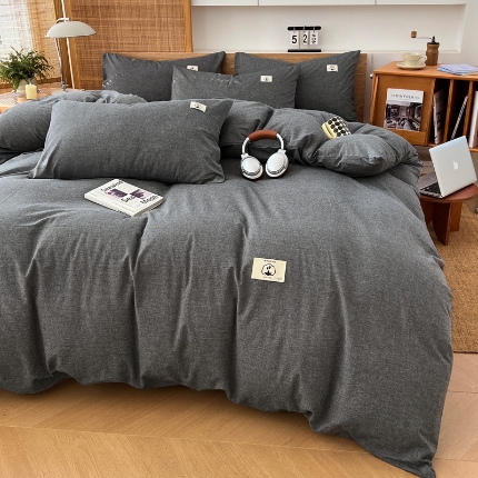 91家纺网 家纺一手货源 找家纺 （总）2025新款色织全棉四件套简约学生三件套单被套床单款四季通用床品套件