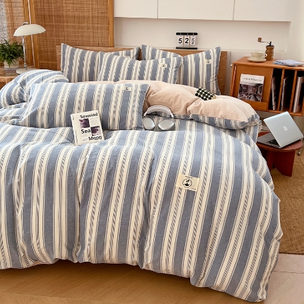 91家纺网 家纺一手货源 找家纺 （总）2025新款色织全棉四件套简约学生三件套单被套床单款四季通用床品套件