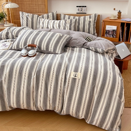 91家纺网 家纺一手货源 找家纺 （总）2025新款色织全棉四件套简约学生三件套单被套床单款四季通用床品套件