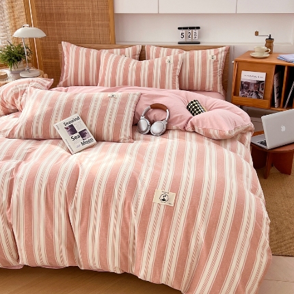 91家纺网 家纺一手货源 找家纺 （总）2025新款色织全棉四件套简约学生三件套单被套床单款四季通用床品套件