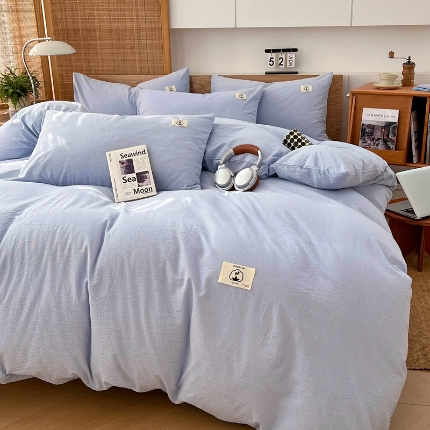 91家纺网 家纺一手货源 找家纺 （总）2025新款色织全棉四件套简约学生三件套单被套床单款四季通用床品套件