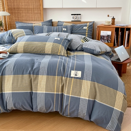 91家纺网 家纺一手货源 找家纺 （总）2025新款色织全棉四件套简约学生三件套单被套床单款四季通用床品套件