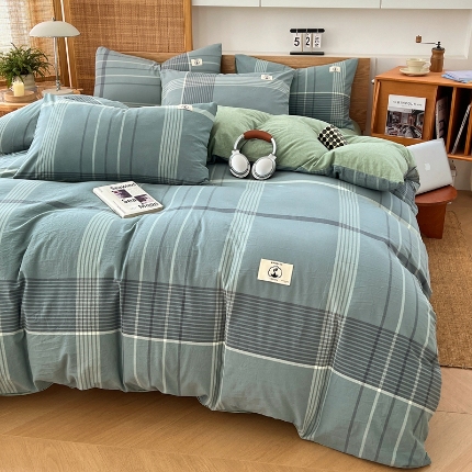 91家纺网 家纺一手货源 找家纺 （总）2025新款色织全棉四件套简约学生三件套单被套床单款四季通用床品套件