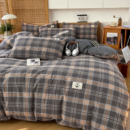 91家纺网 家纺一手货源 找家纺 （总）2025新款色织全棉四件套简约学生三件套单被套床单款四季通用床品套件