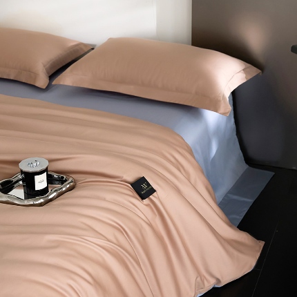 91家纺网 家纺一手货源 找家纺 （总）梧桐树 2025新款60s长绒棉全棉纯色双拼四件套