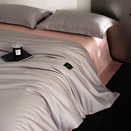 91家纺网 家纺一手货源 找家纺 （总）梧桐树 2025新款60s长绒棉全棉纯色双拼四件套