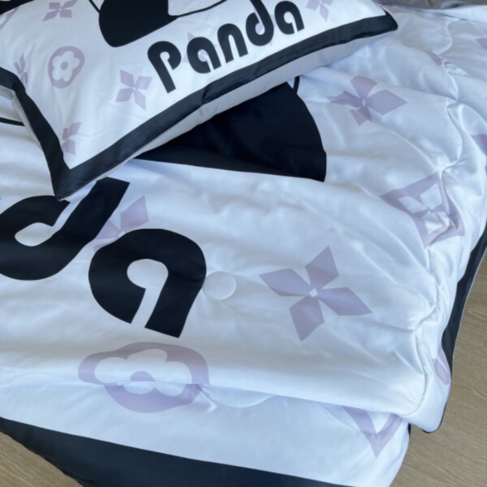 91家纺网 家纺一手货源 找家纺 棉生活 2025新款大版水洗真丝数码夏被四件套 熊猫咻咻