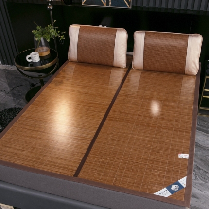 91家纺网 家纺一手货源 找家纺 好艺佳 2025新款凉席竹席碳化印花冰丝席藤席双面用学生宿舍 水磨碳化