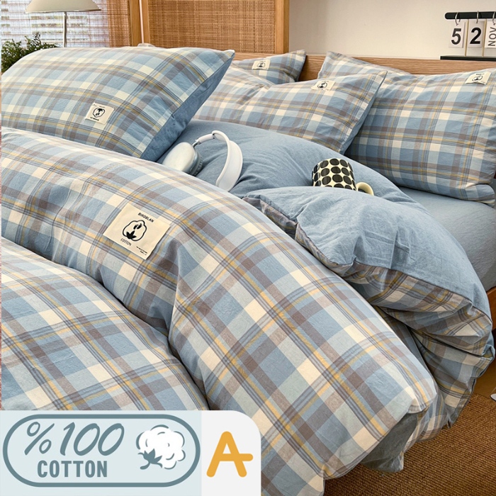 91家纺网 家纺一手货源 找家纺 （总）2025款色织全棉四件套ins简约学生宿舍三件套床品套件