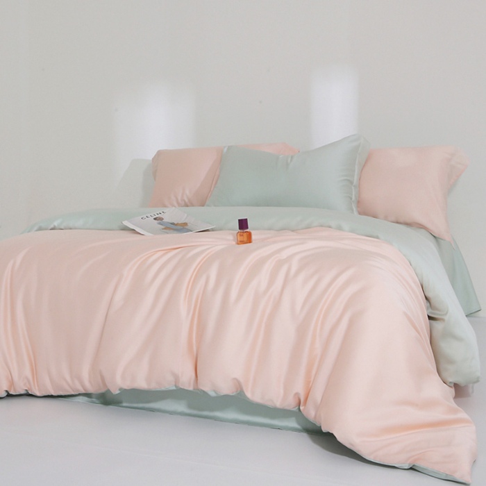 91家纺网 家纺一手货源 找家纺 （总）2025新款兰精天丝四件套纯色双拼被罩床单四季通用床品套件