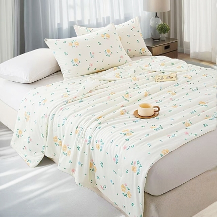 91家纺网 家纺一手货源 找家纺 3D数码印花针织棉凉感夏被 夏凉被 空调被填充大豆纤维配送包装